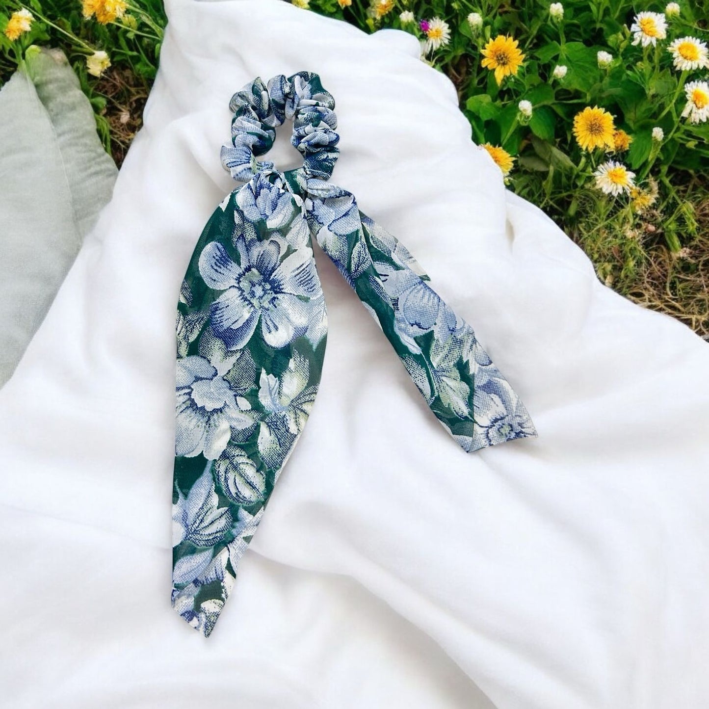 Ribbon Scrunchy Hair Ties for Women - Green