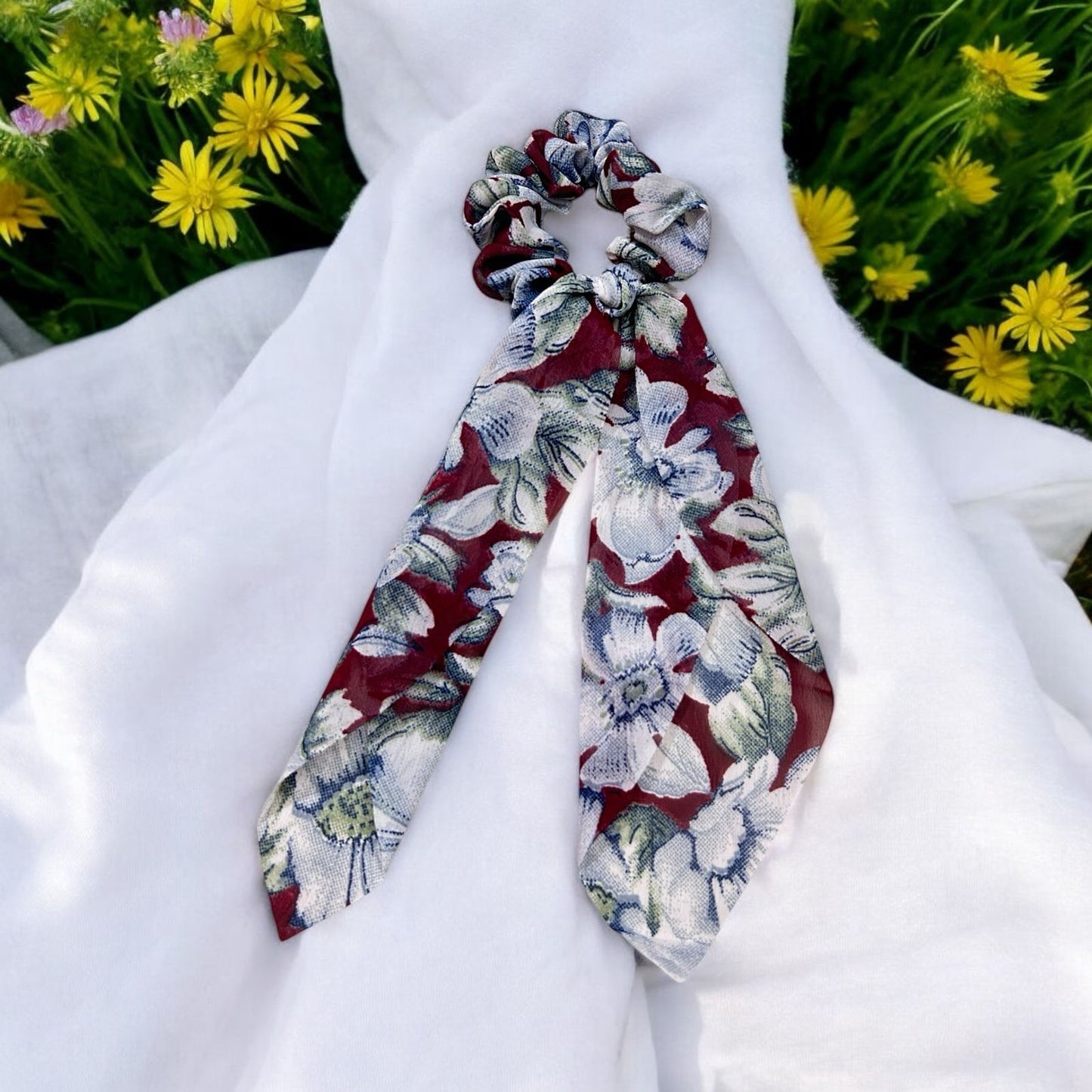 Ribbon Scrunchy Hair Ties for Women - Maroon