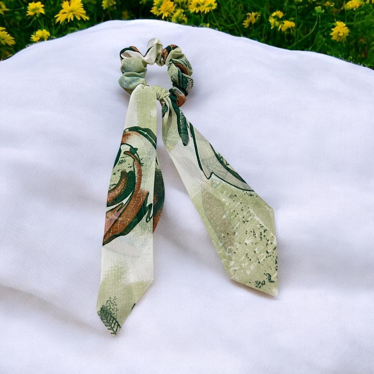 Ribbon Scrunchy Hair Ties for Women - Dark Green