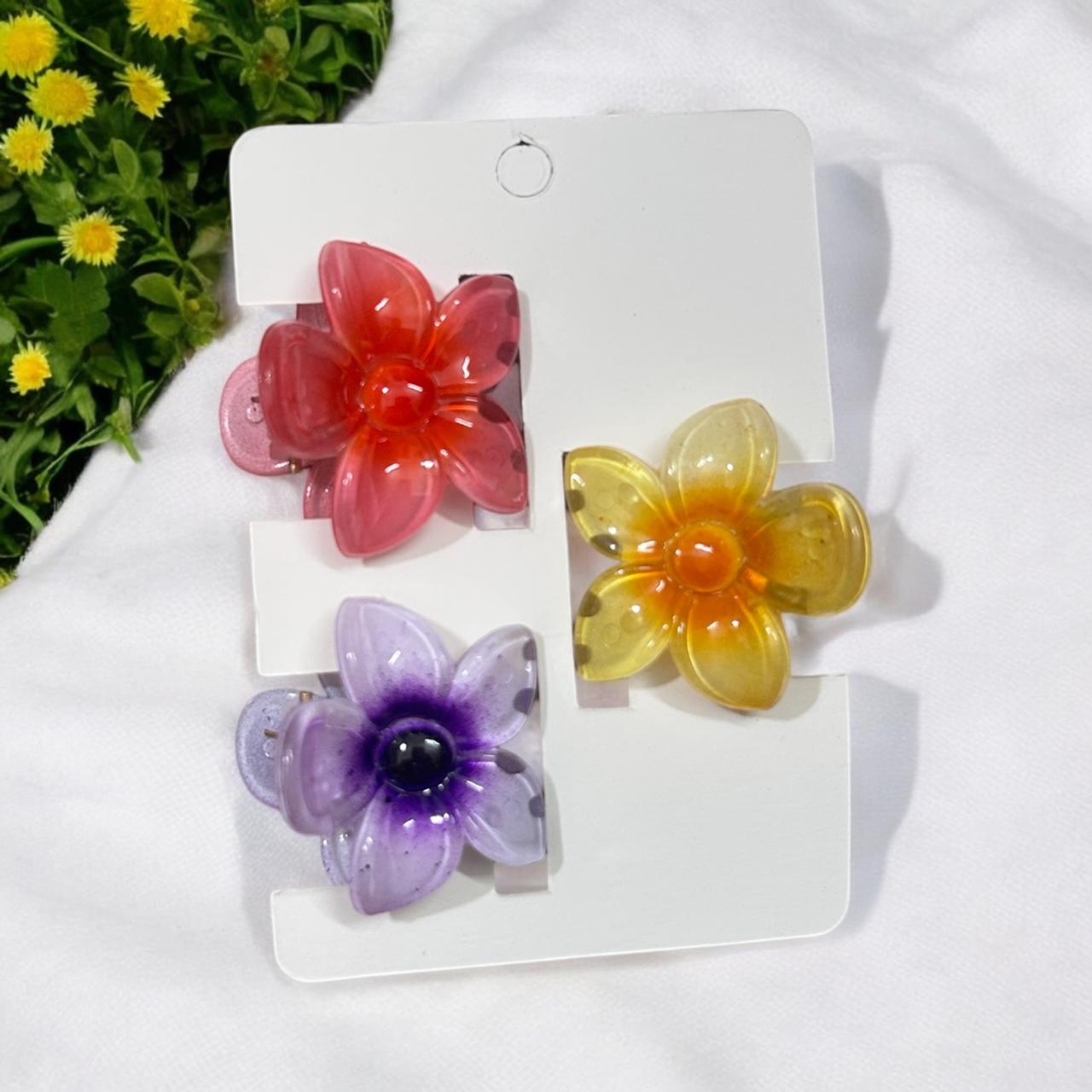 Flower Hair Claw Clip Set (Pack of 3) - Type #2