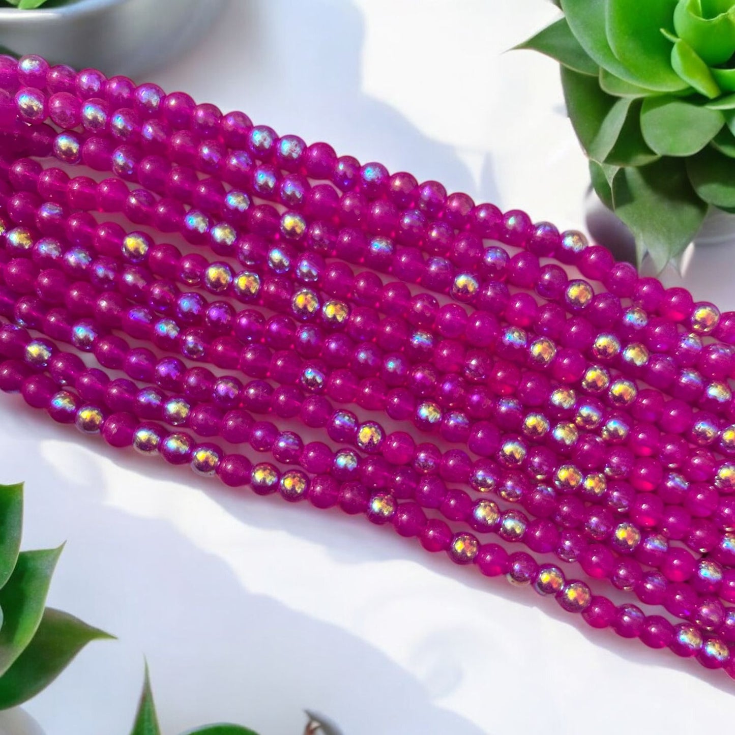 Rainbow Jelly Beads 8mm - Dark Pink