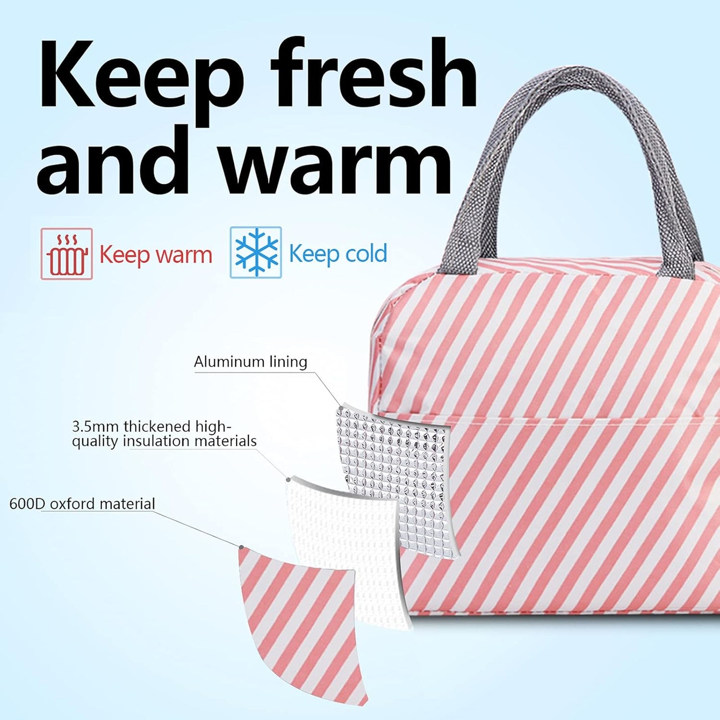 Premium Insulated Leak-Proof Lunch bag for Kids & Adults - Stripe