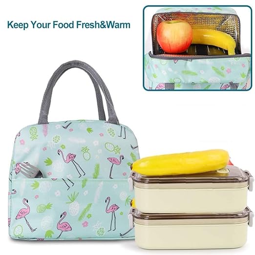 Premium Flamingo Printed Insulated Leak-Proof Lunch bag for Kids & Adults