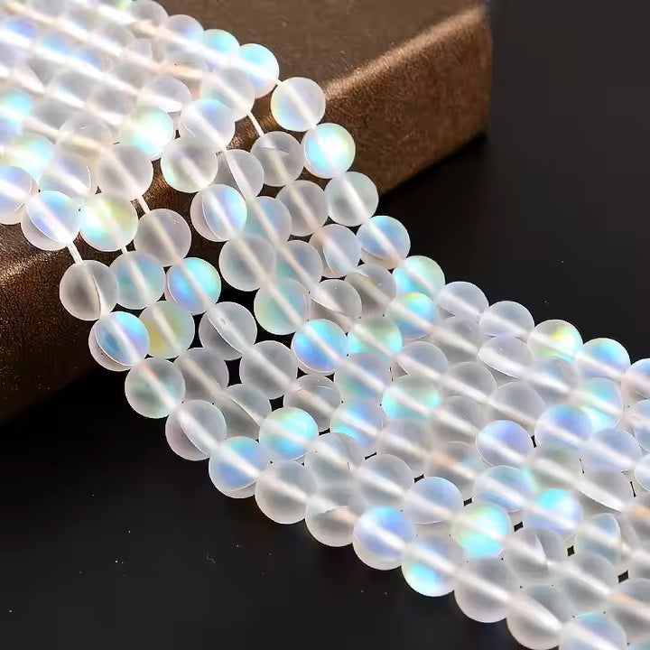 Ice Matte Rainbow Aura Beads 8mm