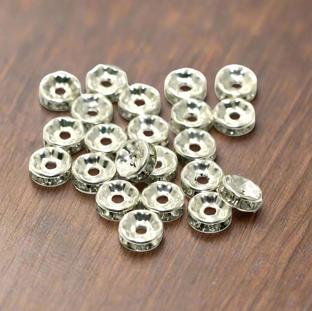 Stone Spacer Beads 15pcs - Silver