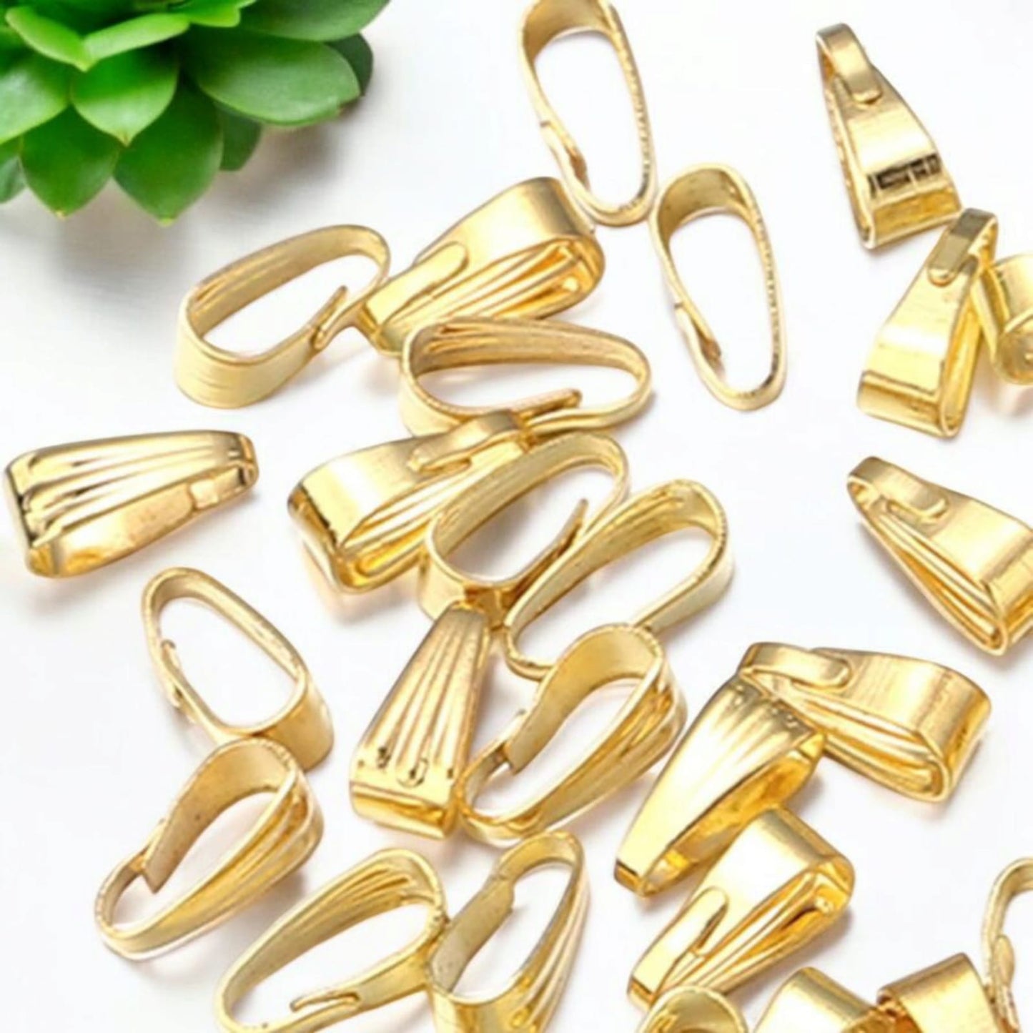 Pinch Bails Pendant Clasp Metal Connector (10 gms) - Gold