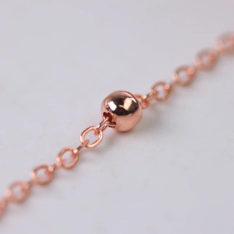 Beaded Ball chain for Jewellery Making - Rose Gold (1 meter)