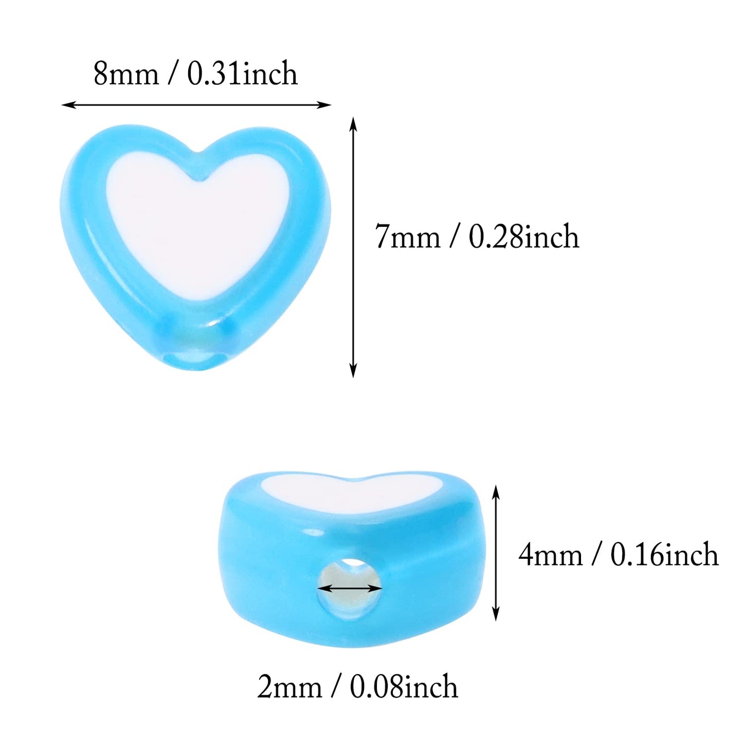 Multicolor Heart Acrylic Beads (Pack of 10gms)