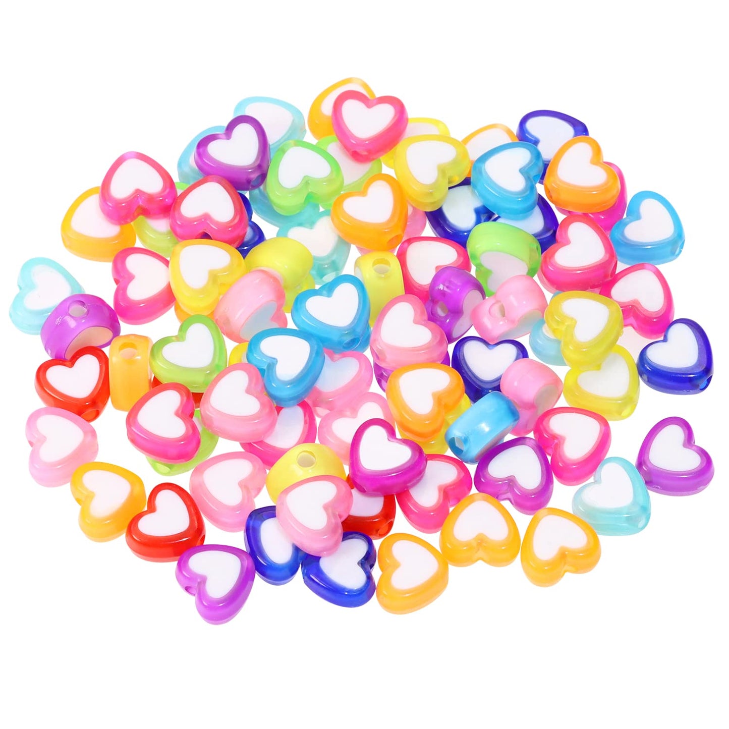 Multicolor Heart Acrylic Beads (Pack of 10gms)