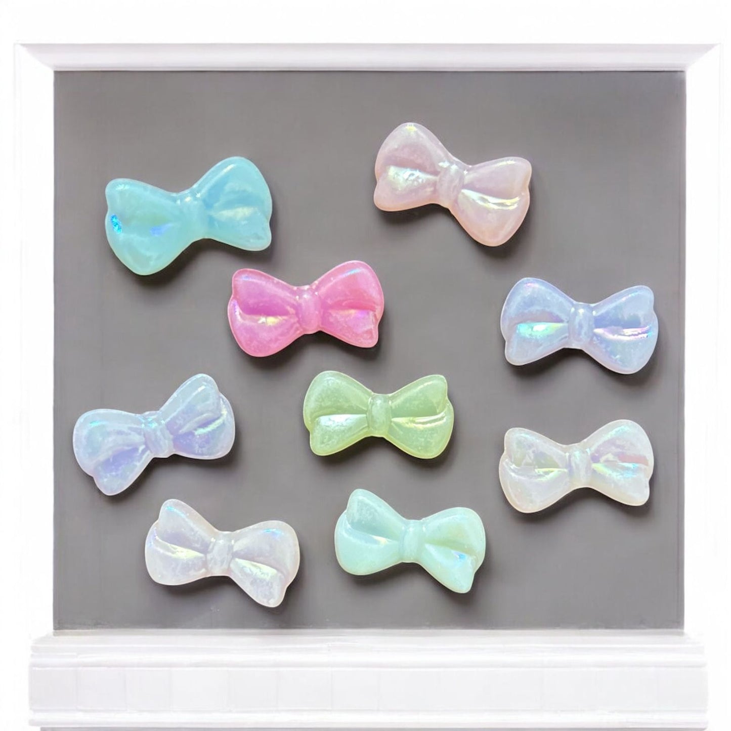 Pastel Theme Acrylic Shiny Bow Beads - Mixed 10gms