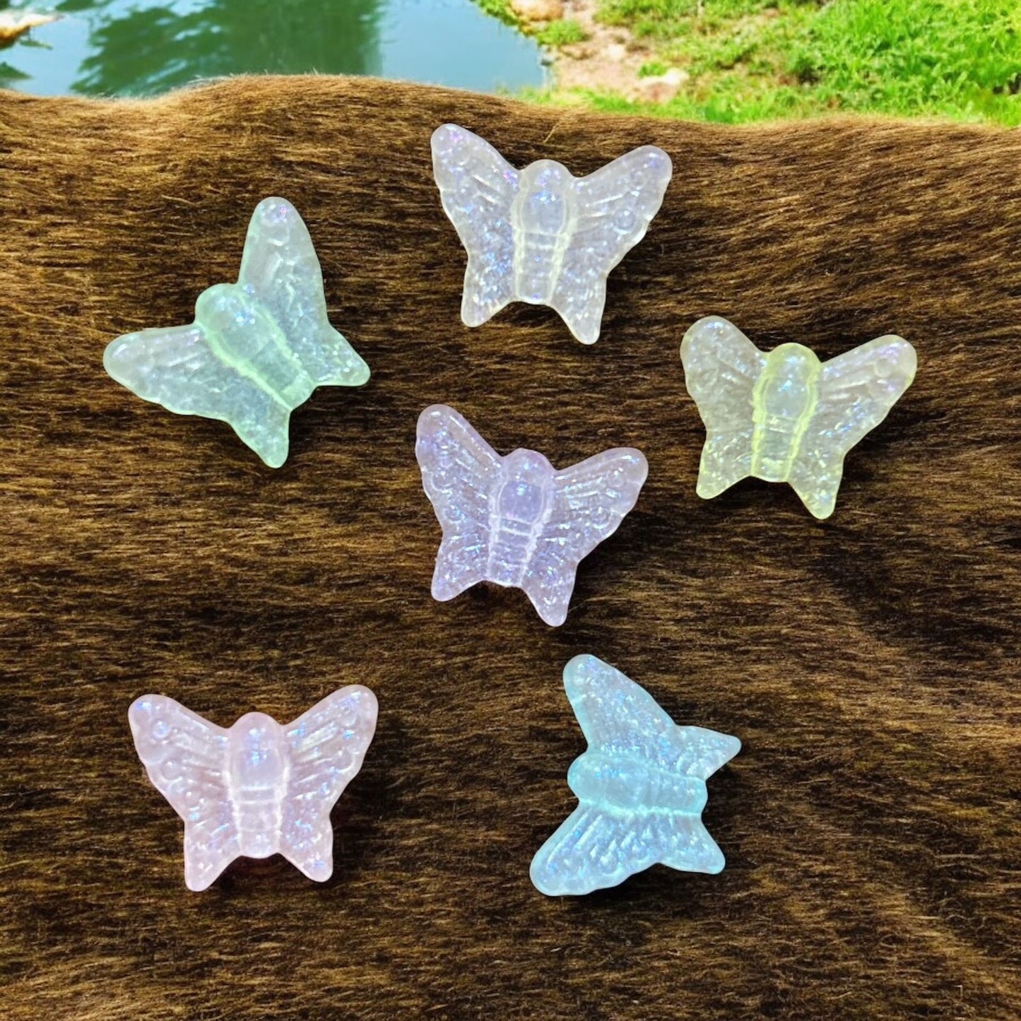 Pastel Theme Transparent Butterfly Charms - Mixed 10gms