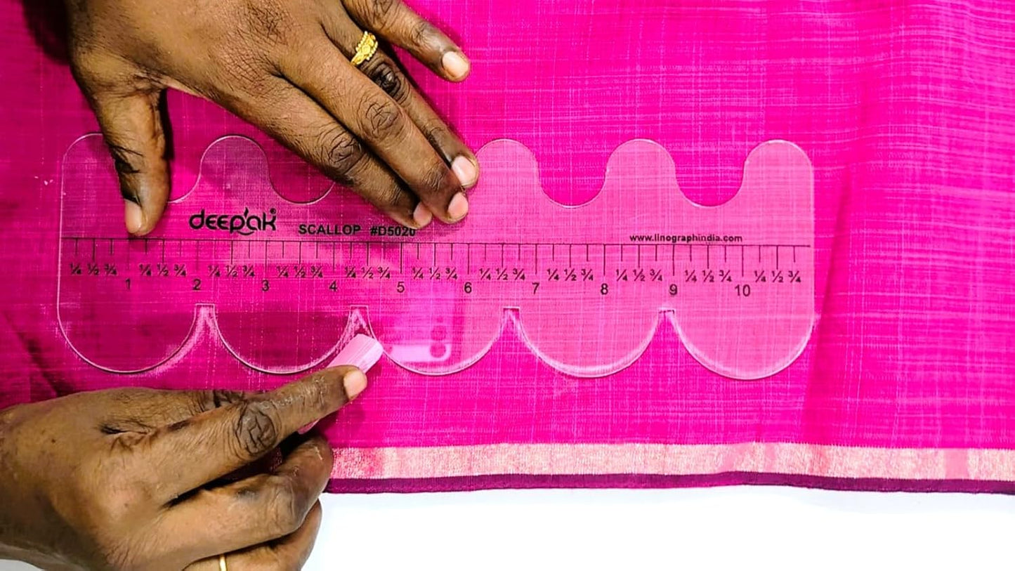 Scallop Ruler Used for Quilting, Sewing, Embroidery, Art and Craft Work