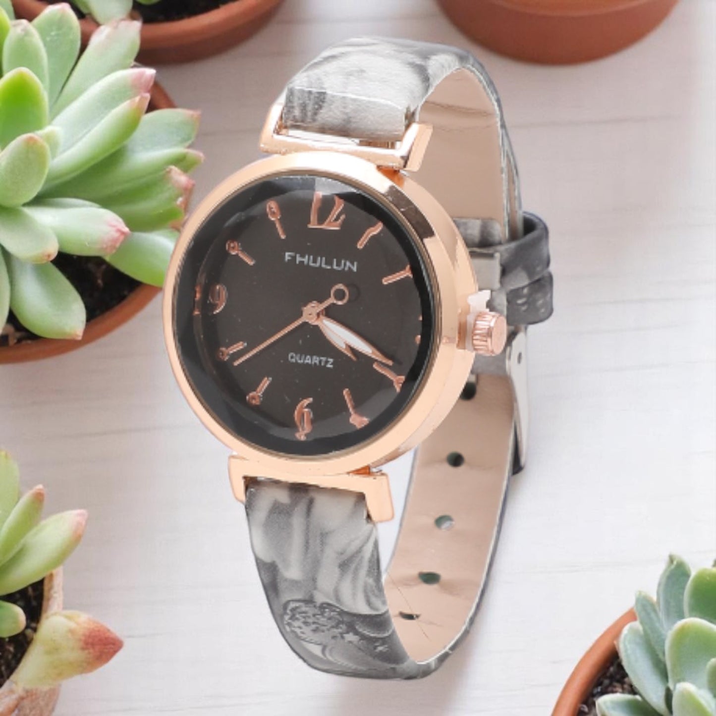 Classic Analog Watch for Women with Printed Strap