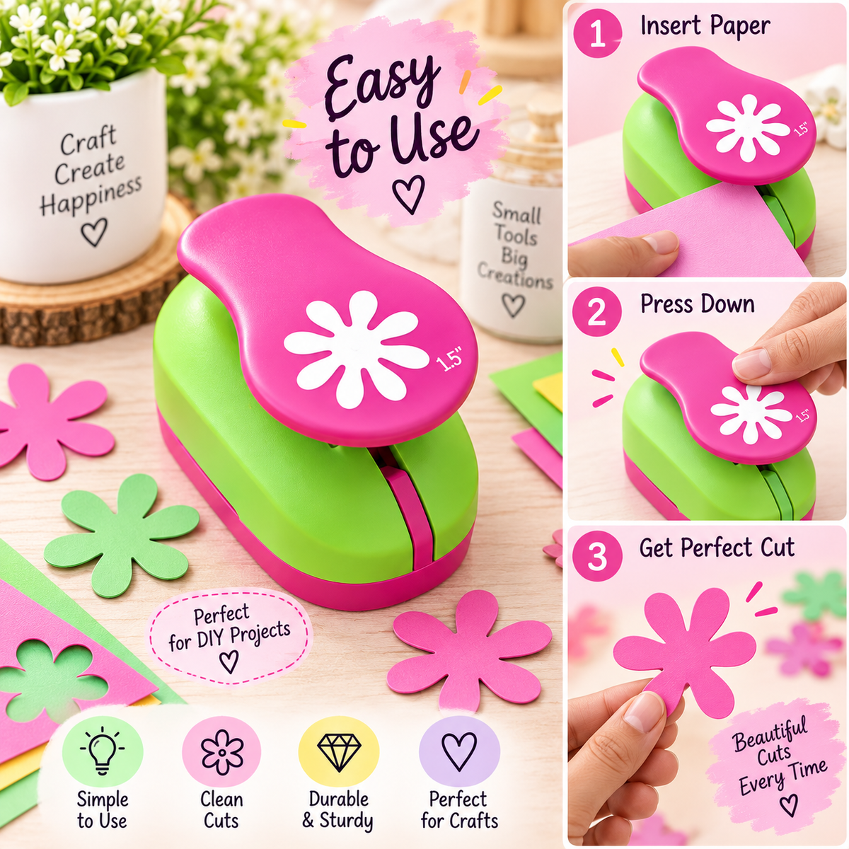 Mullai Petals Foam Flower Craft Punch for DIY Crafts - Size 1.5 inch