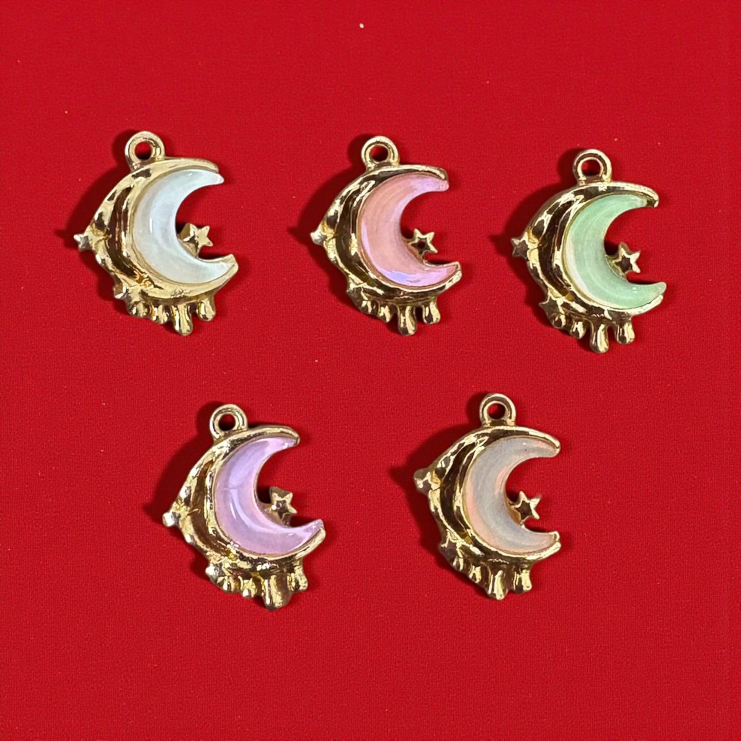 Pastel Theme Luxury Moon with Little Star Charm (Mixed 1 Pc)