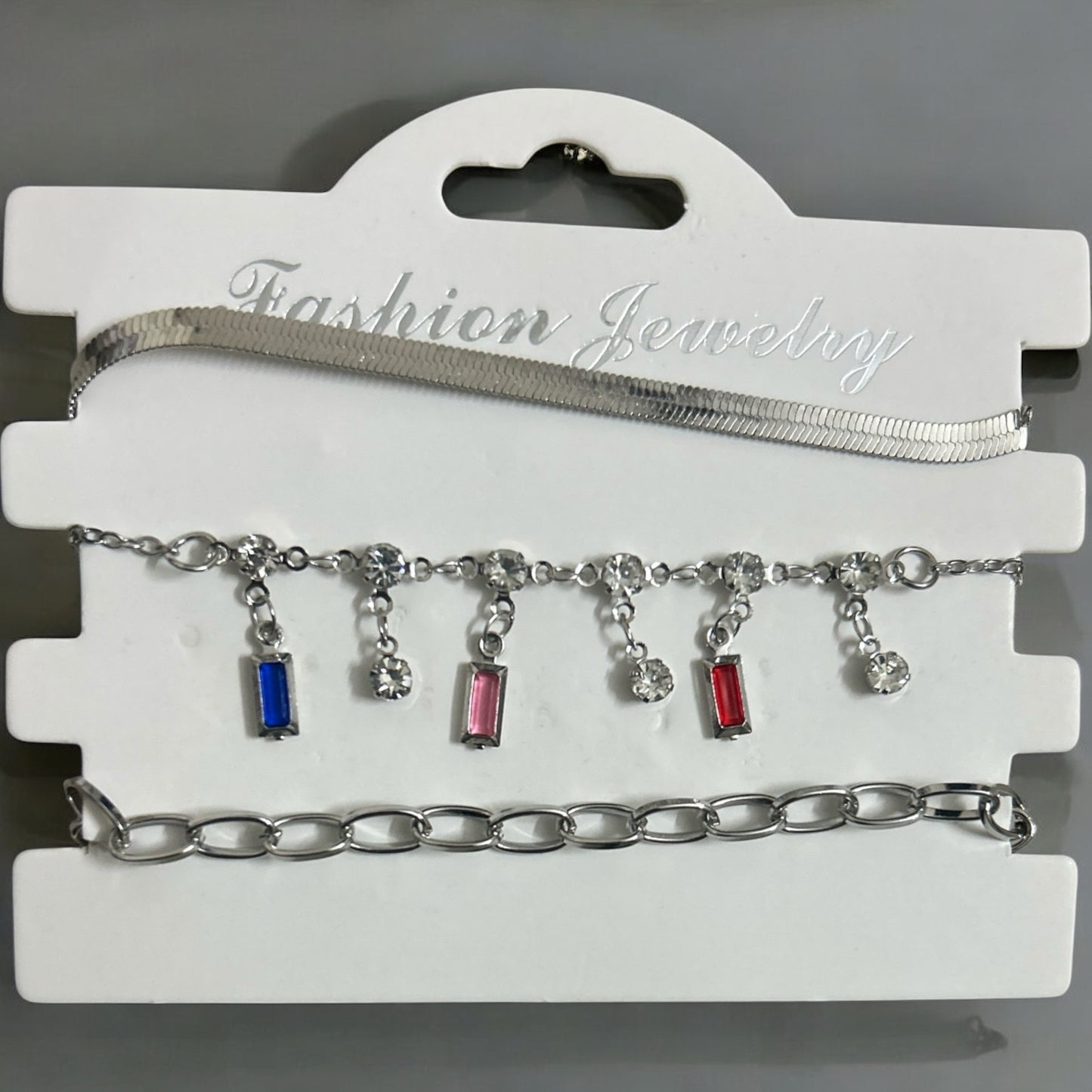 Silver Plated Adjustable Multicolor Rectangle Stone Fancy Bracelet