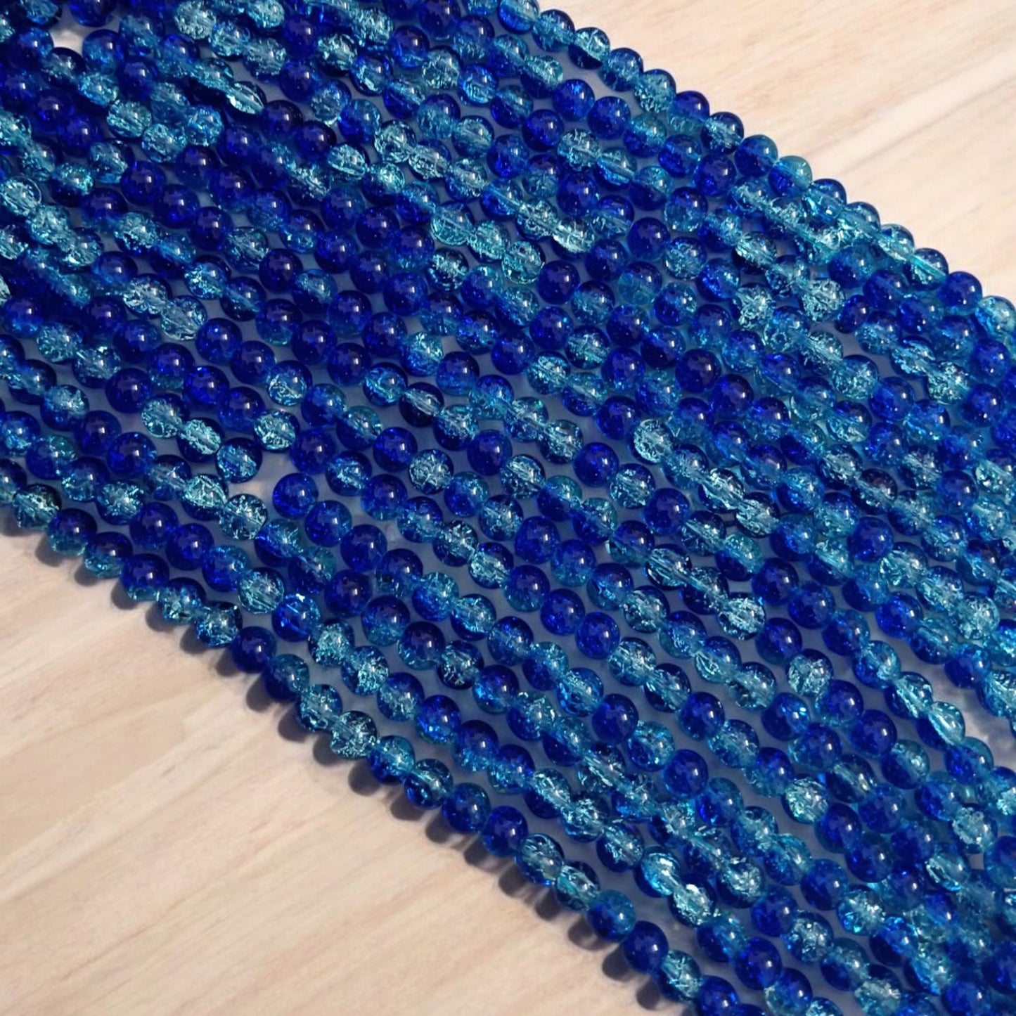 Crackle Beads 8mm - Dark blue & SkyBlue