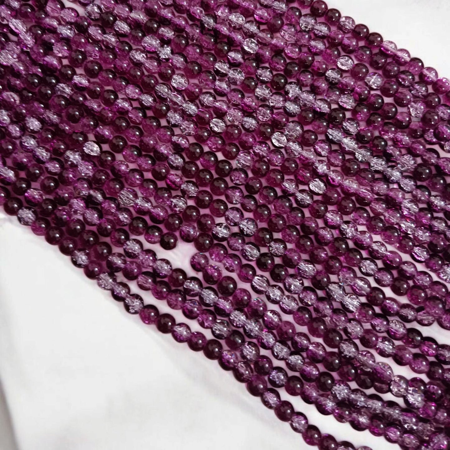 Crackle Beads 8mm - Wine & Light Pink