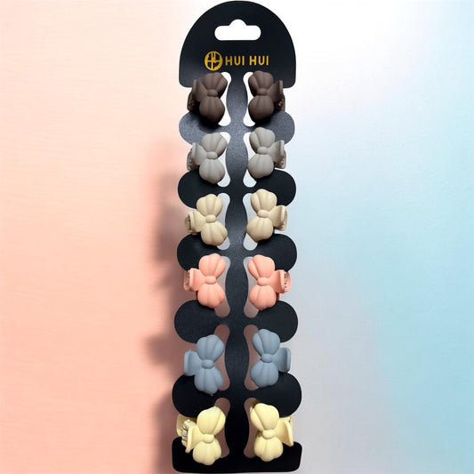 Matte Bow Korean Hairclips (Small) - Pack of 12 Pcs JHKC100282
