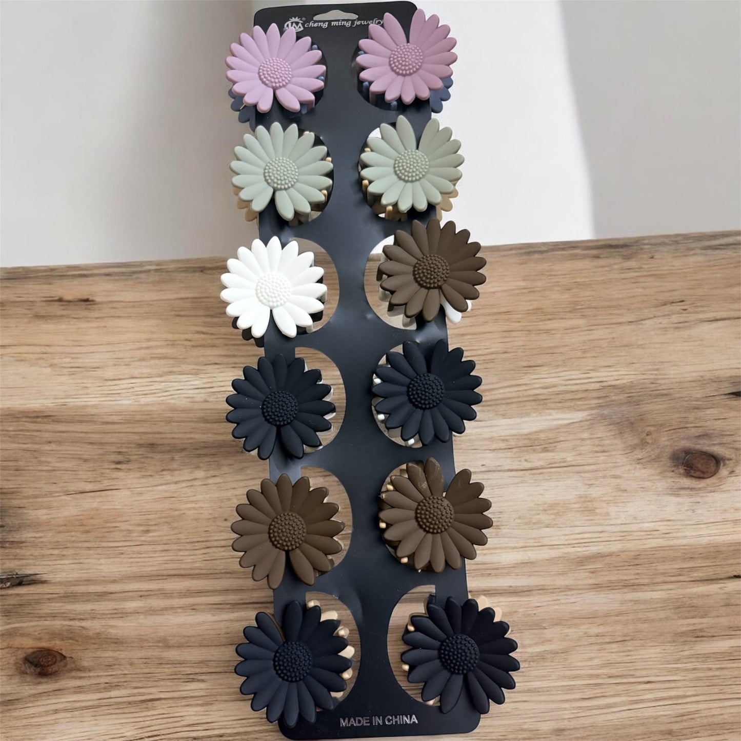 Dual Shade Matte Sunflower Korean Hair Clips (Pack of 12 pcs) JHKC100221 (Medium)