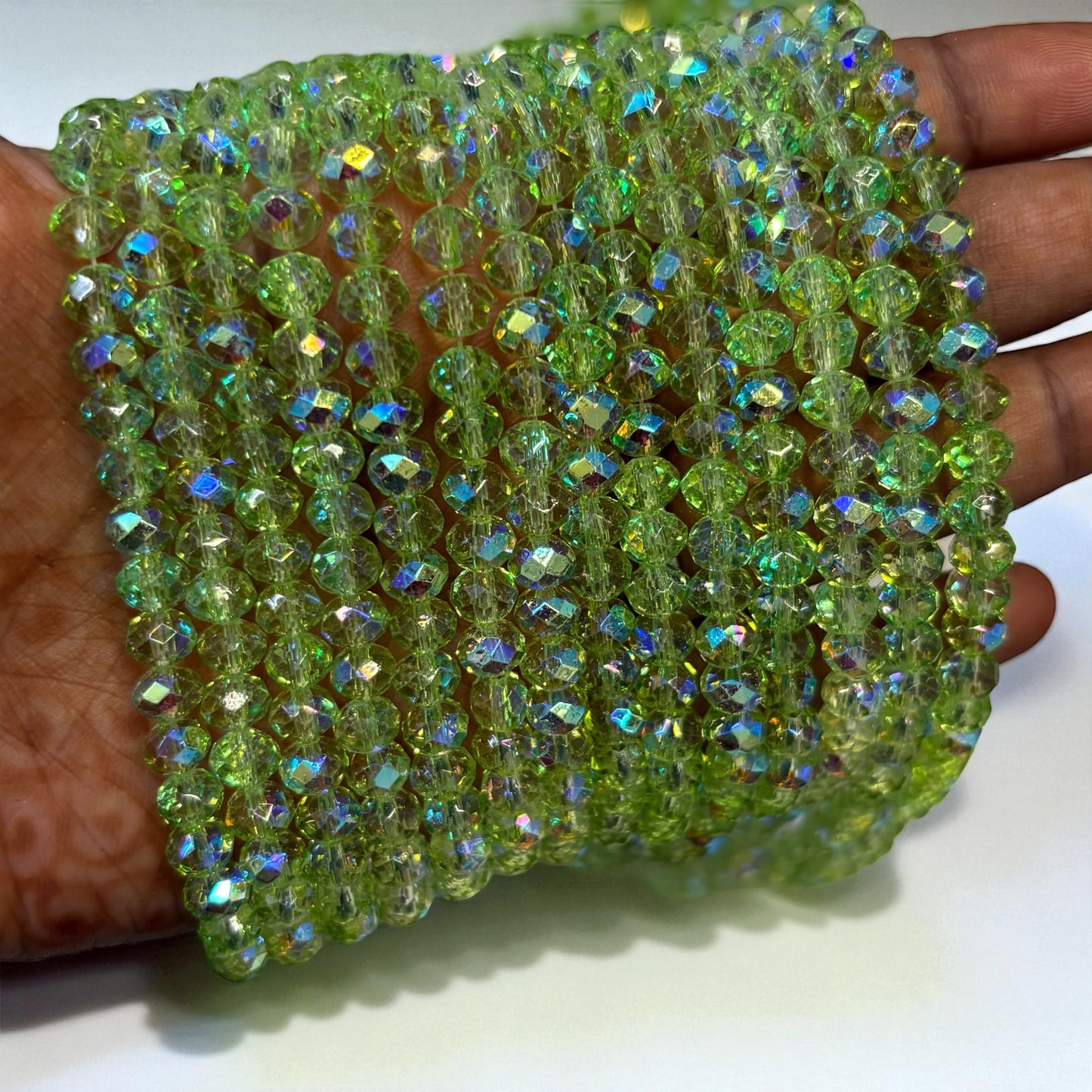 Premium Glitter Crystal Beads 6mm - Parrot Green
