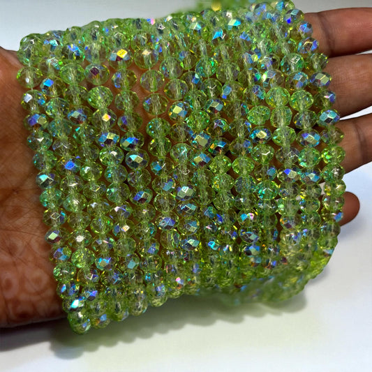 Premium Glitter Crystal Beads 6mm - Parrot Green