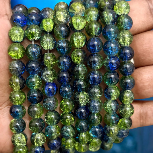Crackle Beads 8mm - Dark Blue & Green