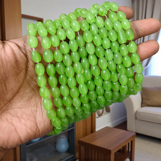Oval Jelly Beads 8mm - Parrot Green