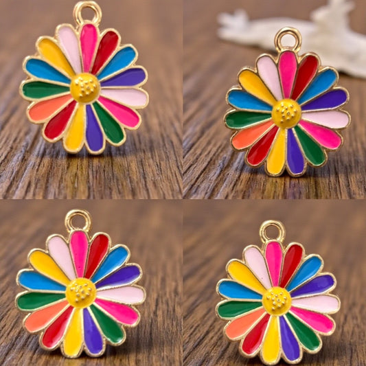 Multicolour Daisy Flower Charm - 1 pc