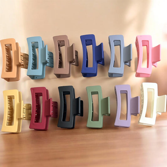 Matte Rectangle Korean Hair Clips (Mixed Color 6 pcs) JHKC100210 (Medium)