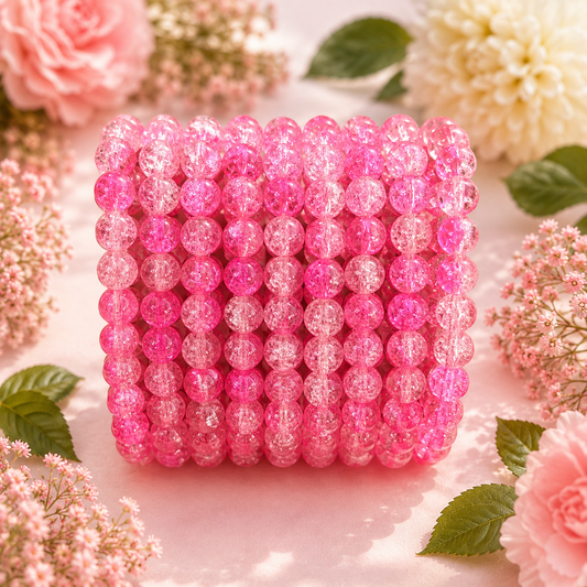 Crackle Beads 8mm - Pink & White