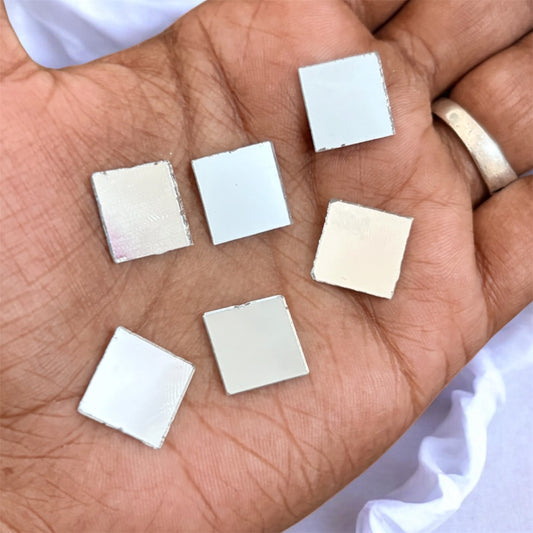 Square Shape Glass Mirror for DIY Crafts, Jewelry & Decoration (12mm) - (Pack of 10 gms)