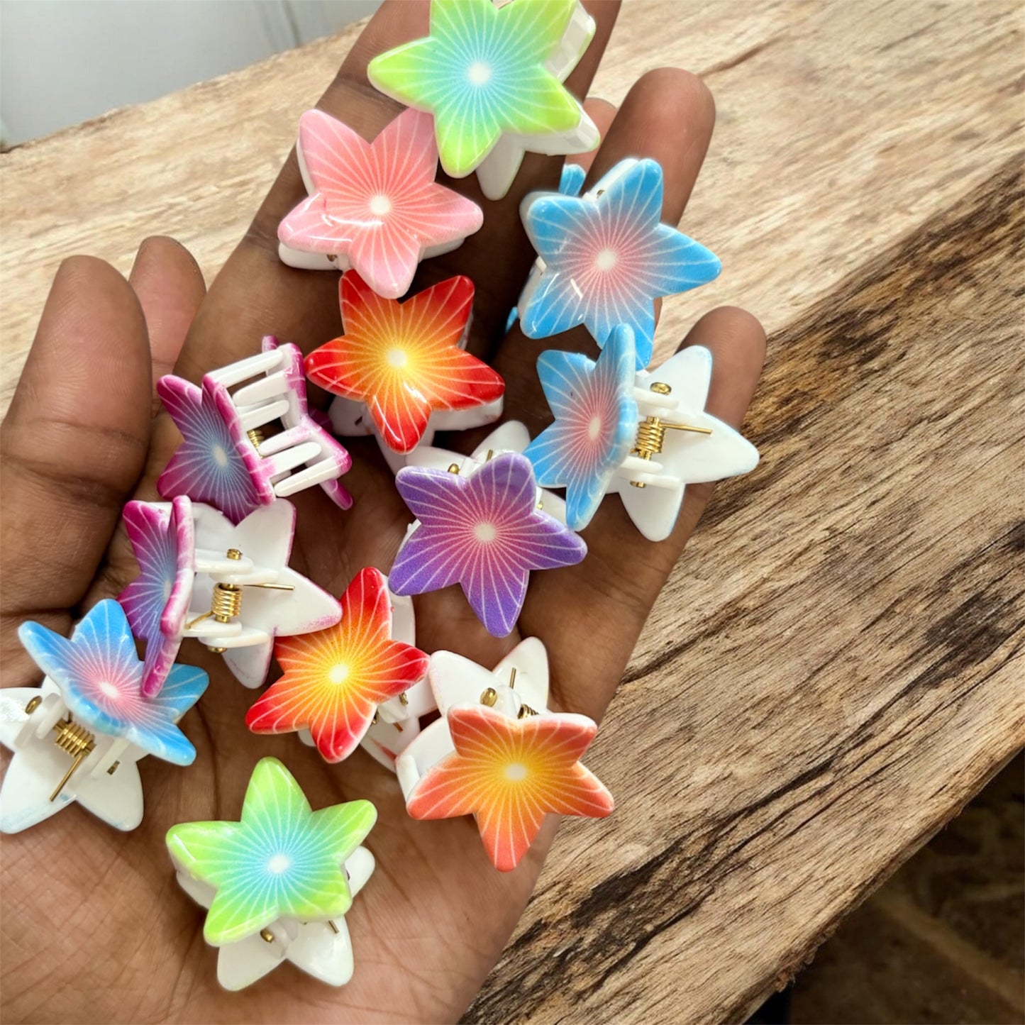 TuTu Multicolor Printed Korean Hair Claw Clips (Small) - Pack of 12 Pcs JHKC100278
