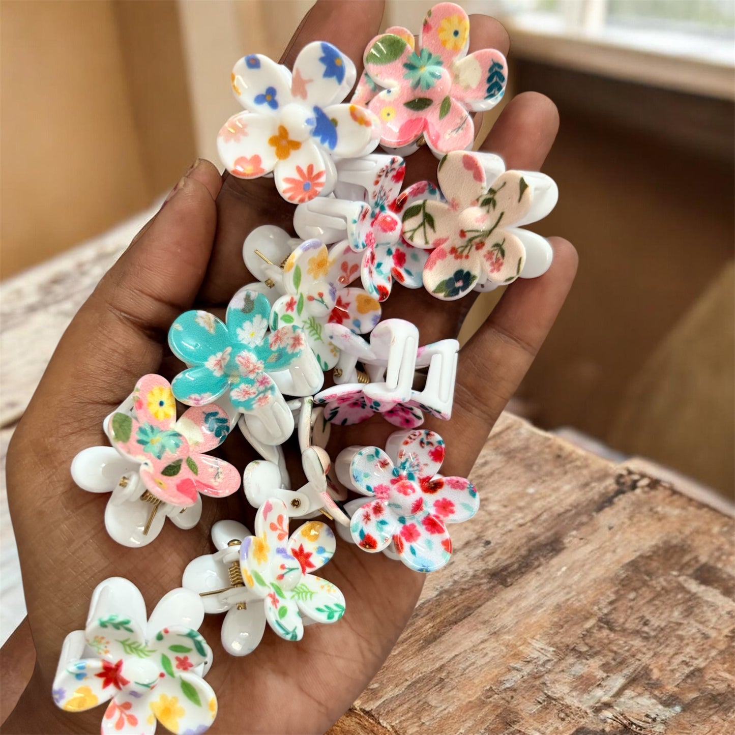 TuTu Multicolor Printed Korean Hair Claw Clips (Small) - Pack of 12 Pcs JHKC100278