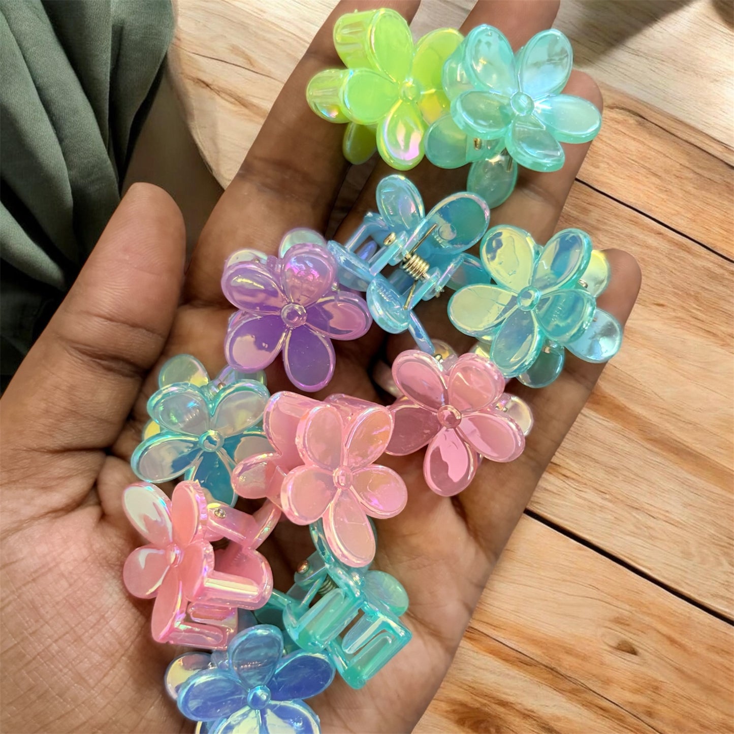 TuTu Multicolor Acrylic Korean Hair Claw Clips (Small) - Pack of 12 Pcs JHKC100279