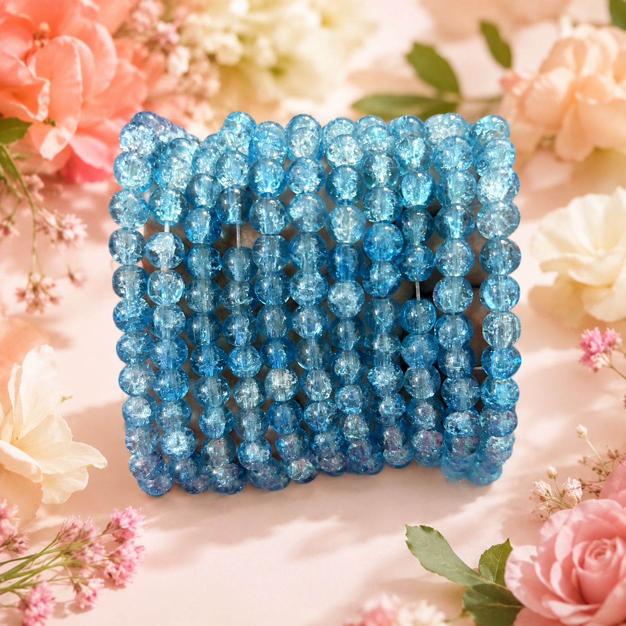 Crackle Beads 8mm - Teal Blue