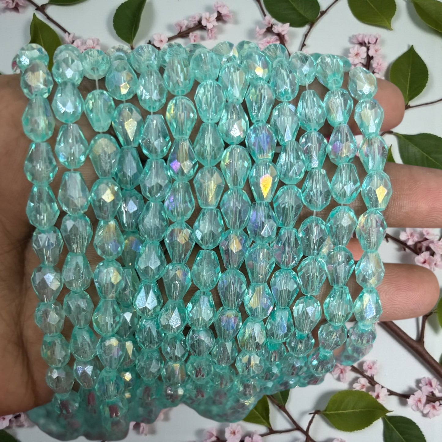 Premium Drop Crystal Beads 8mm - Sky Blue