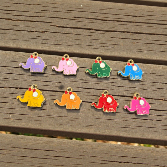 Multicolor Enamel Elephant Charm