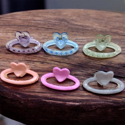 Shiny Oval Heart Korean Hairclips (Big) - Pack of 6 Pcs JHKC100299