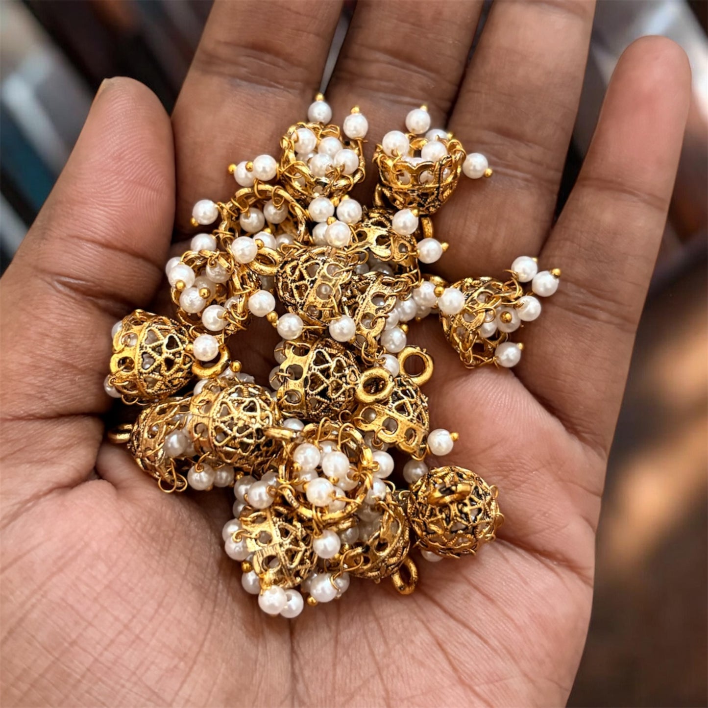 Jhumka with Pearl Beads (1 Pair) - Type #2