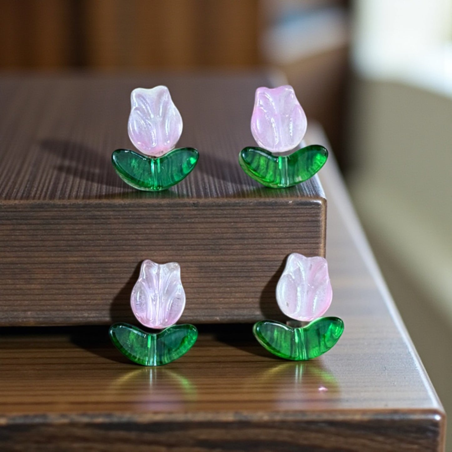 Premium Tulip Flower with Green Leaf (1 Pair) - Type 2