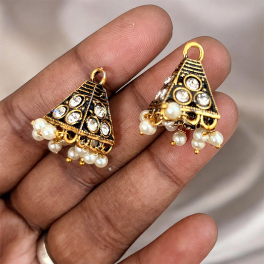 Triangle Antique Jhumka with Pearl Beads (1 Pair)