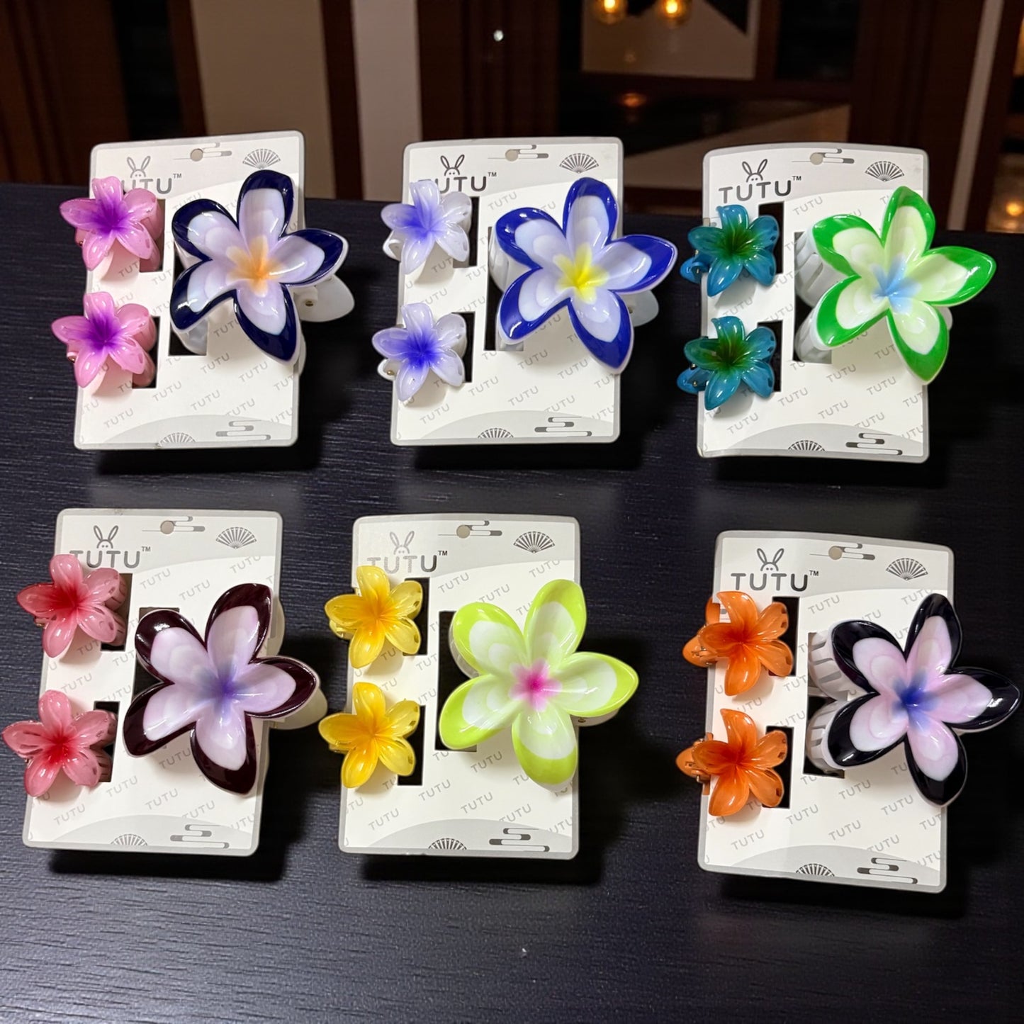 Multi Layer Daisy Combo Hair Claw Clips (Big) - Pack of 18 Pcs JHKC1000041
