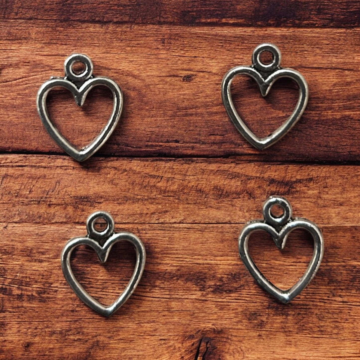 Antique Silver Romantic Heart Metal Charms (Pack of 5)