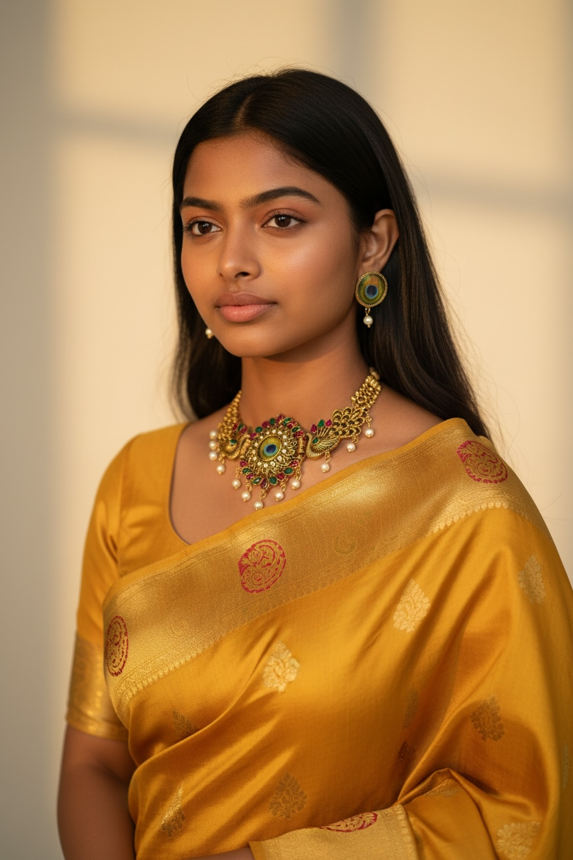 Peacock Chocker Necklace And Earring Combo (Pack Of 2)