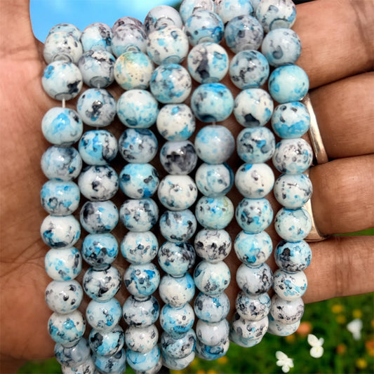 Printed Marble Beads 8mm - Blue & Black