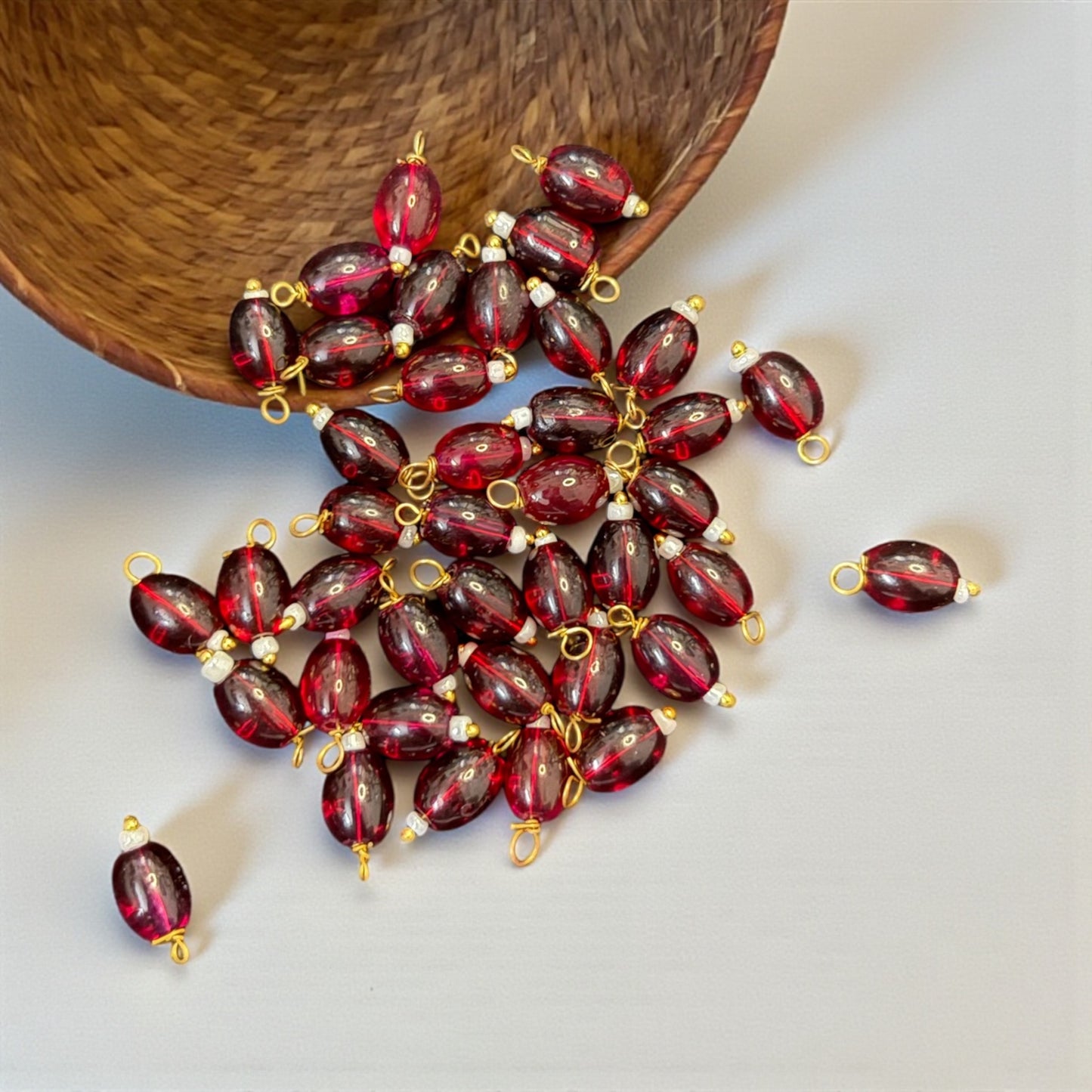 Transparent Oval Shape Glass Hanging Beads 8mm (10 pcs)