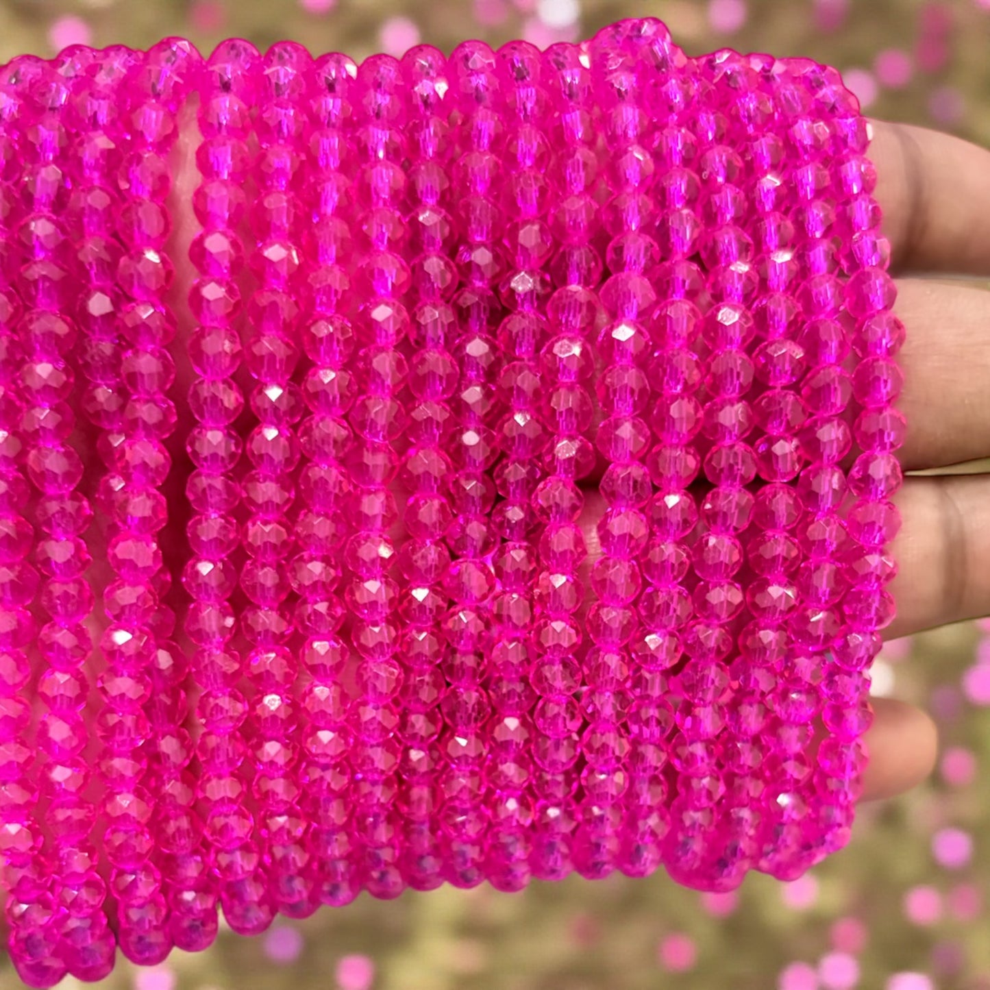 Crystal Beads 4mm - Rani Pink
