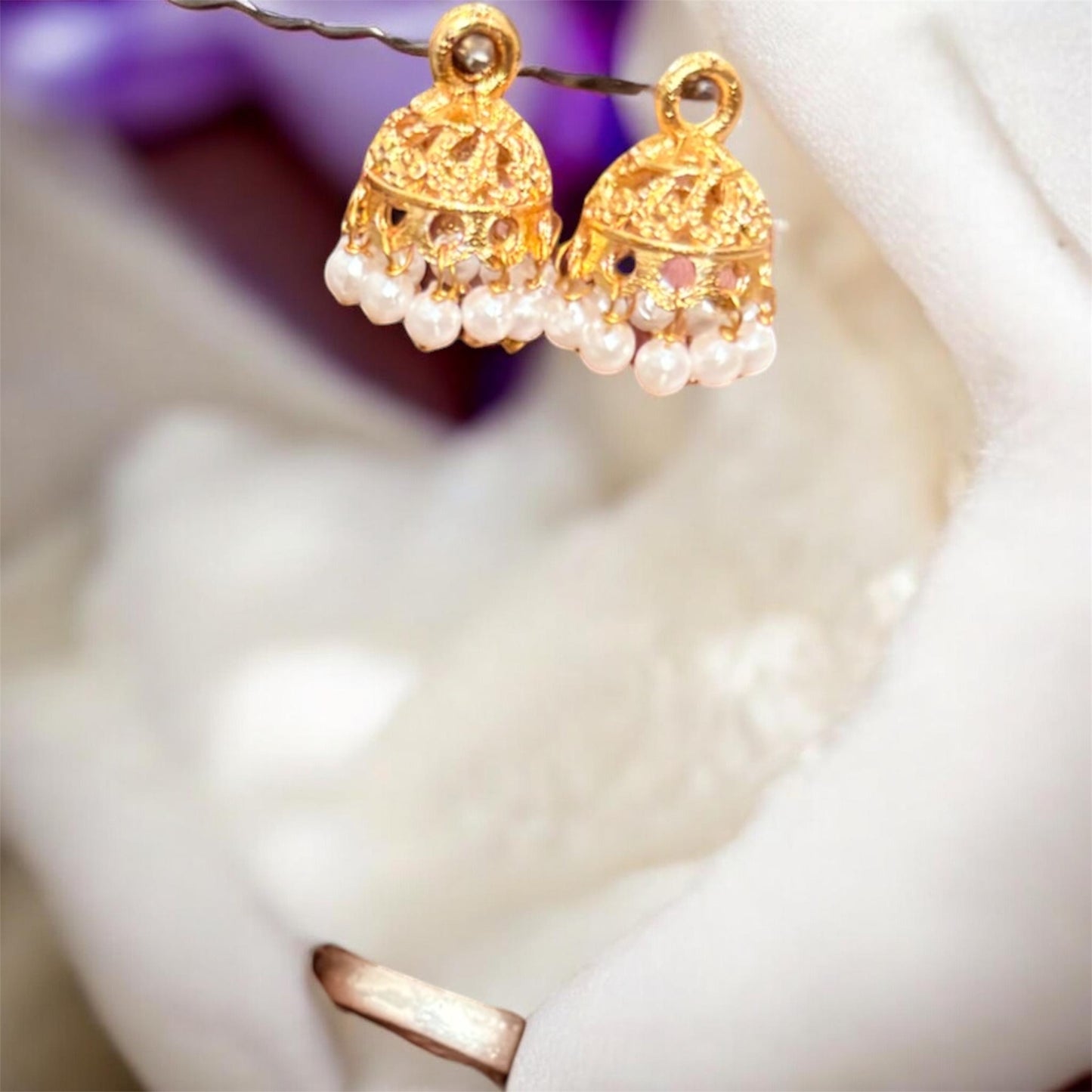 Jhumka with Pearl Beads (1 Pair) - Type #1