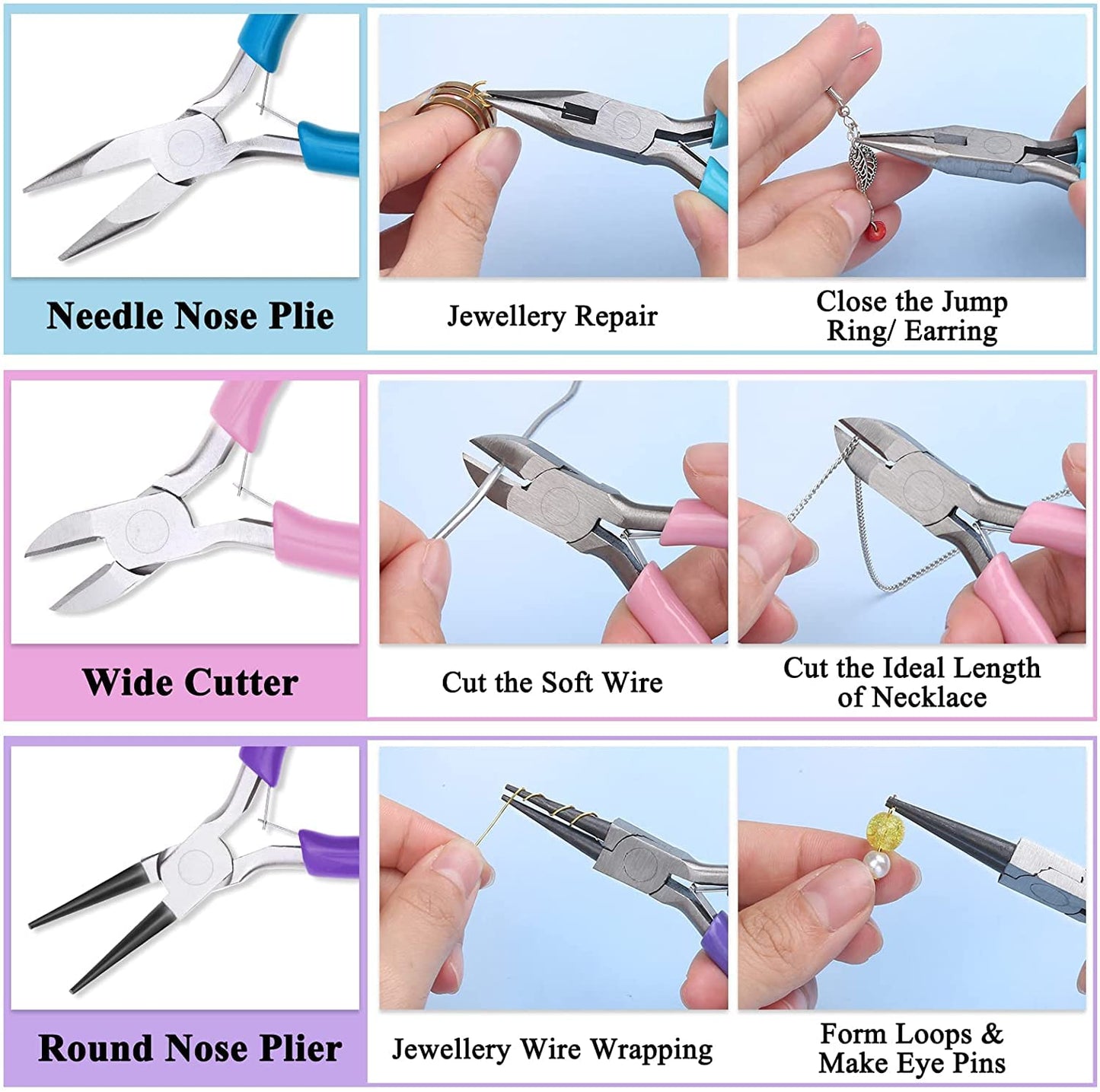 Five Pliers Tool Set for Bracelet and Jewellery Making